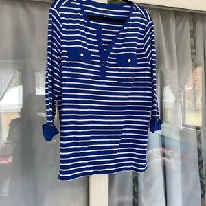 Blue and white striped shirt